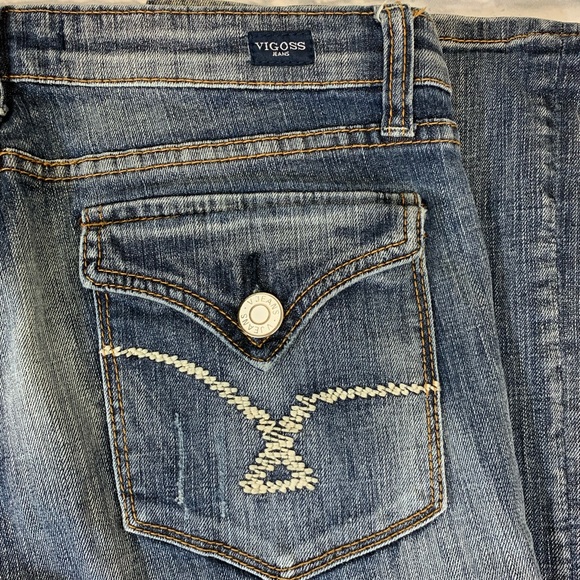 Vigoss Bootcut Flap distressed Jeans Size 11 Medium wash denim Stretch - Picture 8 of 14